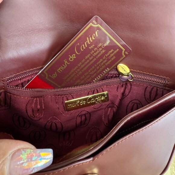 Cartier Burgendy Leather Cross Body Bag - Picture 11 of 14